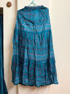 Bohemian Teal & Maroon Print Maxi Skirt