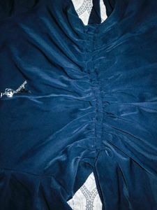 Chic Navy Blue Ruffled Top