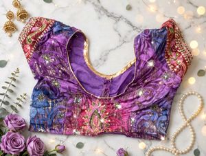 Stunning Purple Embroidered Saree
