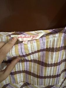 Cream And Brown Plaid Dress