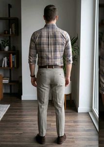 Men's Classic Plaid Button-Down Shirt and Pant