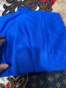 Blue Saree with Gold Border light weight