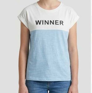 Trendy Blue & White "WINNER" Graphic Tee