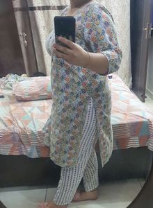 Pure cotton geomatric print suit set size 44