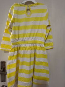 Beautiful White N Yellow Striped UCB Dress