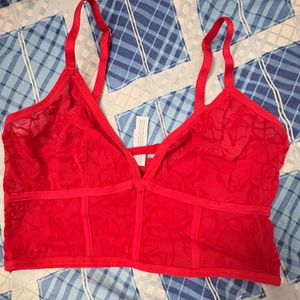 Red Sheer V-Neck Bralette