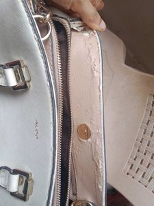 ALDO Cream Handbag with Lock Charm