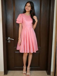 Elegant Pink A-Line Midi Dress