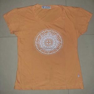Peach Cotton Graphic T-Shirt