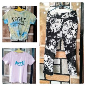 Combo Women's (Girl's) 2 T-shirts And 1 Track Pant