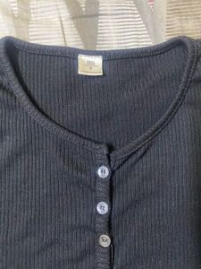 Ribbed Button-Up Crop Top