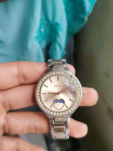Sonata Gold Tone Red Dial Watch