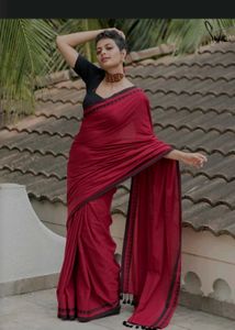 Red Saree with Black Border