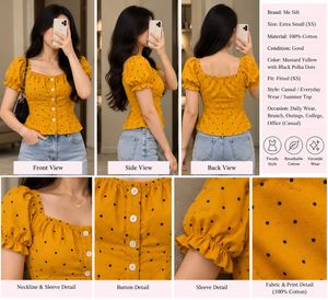 Cute Mustard Yellow Polka Dot Top