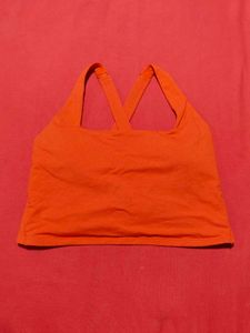 Orange Cross-Back Sports Bra / Crop Top