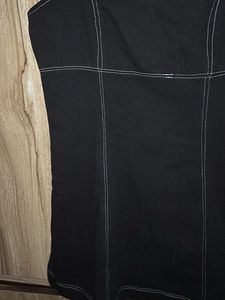 Chic Black Mini Dress with Contrast Stitching