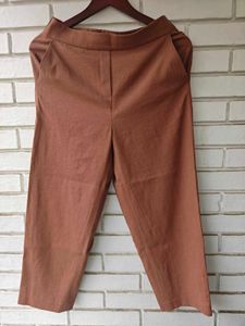 Women's Brown Cropped Wide-Leg Pants