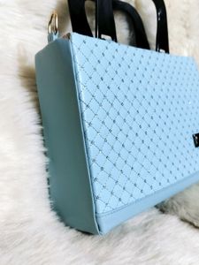 Quilted Blue Top Handle Bag