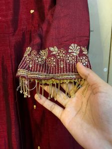 Maroon Embellished Ethnic Gown