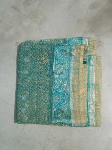 Beautiful Teal & silver jari Saree