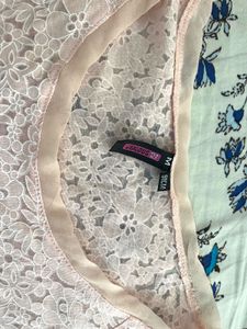 Pastel Lace Cold Shoulder Top