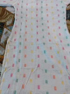 White Kurta with colorful prints