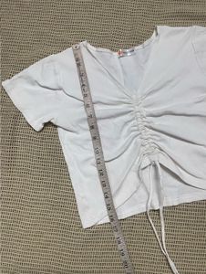 White Cinched Front Top