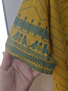 Yellow Printed Short Kurta