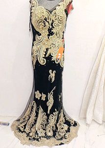black & golden party wear gown