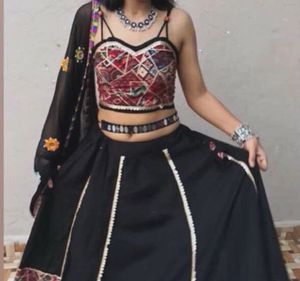 Stylish Black Embroidered Lehenga Choli