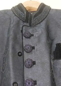 Men's Dark Blue Embroidered Sherwani Jacket