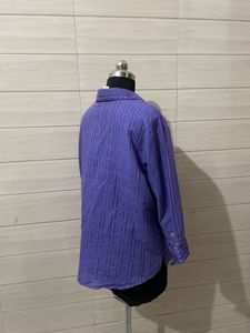 Purple Textured Oversized Button-Up Shirt