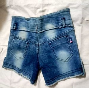 Girl's Denim Shorts with Floral Detail