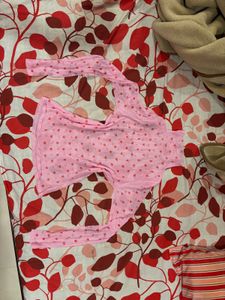 Pink Heart Print Mesh Turtleneck Top