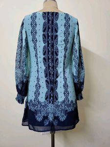 Blue Paisley Sheer Dress