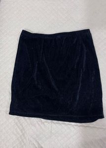 Black Velvet Mini Skirt with Slit