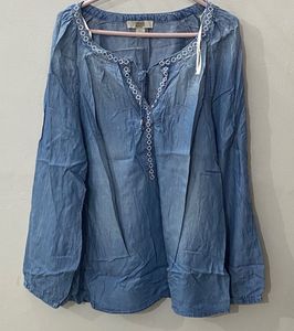Boho Denim Tunic Top