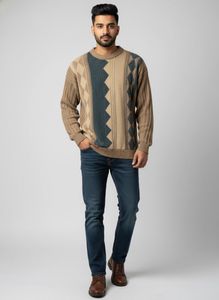 Vintage Patterned Knit Sweater
