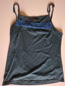 Dark Geen tan top with lace