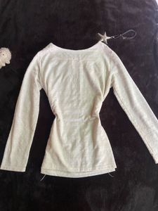 cream fitted full sleeve top