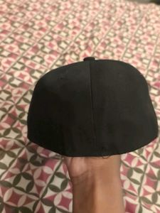 Fitted Black Baseball Cap with Cross Emble