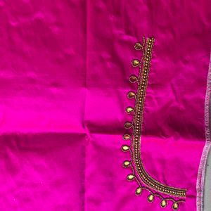 pink aari work blouse material unstitched