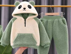 Cute Panda Fleece Hoodie & Pants Set