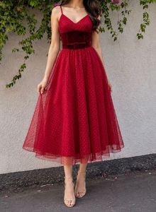 Red flared dress
