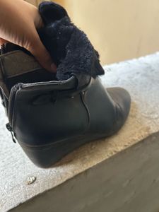 Black Wedge Heel Ankle Boots