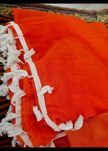 2 Vibrant Orange Dupatta with Tassels