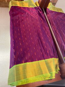 🪻Brinjal Purple with green border Saree🪻