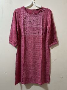 Pink Embroidered Tunic Dress