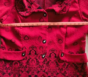 Vibrant Red Textured Blazer