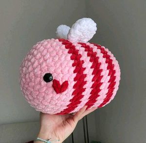 Crochet Plush Bee - Pink & Red